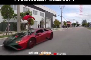 國外網紅甲亢哥身穿C羅球衣，挑戰(zhàn)跳躍汽車